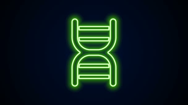 Świecąca neonowa ikona symbolu DNA wyizolowana na czarnym tle. 4K Animacja graficzna ruchu wideo — Wideo stockowe