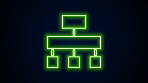 Leuchtende Neon-Linie Site-Map-Symbol isoliert auf schwarzem Hintergrund. 4K Video Motion Grafik Animation — Stockvideo