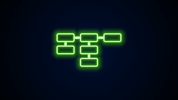 Glowing neon line Site map icon isolated on black background. 4K Video motion graphic animation — Stock Video