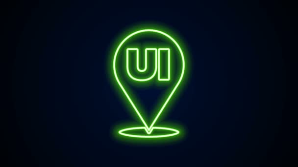 Świecący neon linii UI lub UX projekt ikona izolowana na czarnym tle. 4K Animacja graficzna ruchu wideo — Wideo stockowe