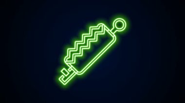 Parlayan neon hattı. Tuzak avı simgesi siyah arkaplanda izole edildi. 4K Video hareketli grafik canlandırması