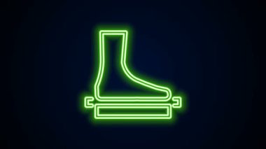 Parlayan neon çizgisi düz ayak ikonu siyah arkaplanda izole edildi. 4K Video hareketli grafik canlandırması