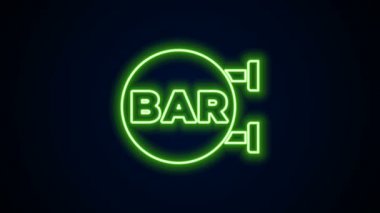 Siyah arkaplanda izole edilmiş ışıklı neon çizgi sokak yazı tahtası. Reklamlar için uygun bar, kafe, restoran. 4K Video hareketli grafik canlandırması