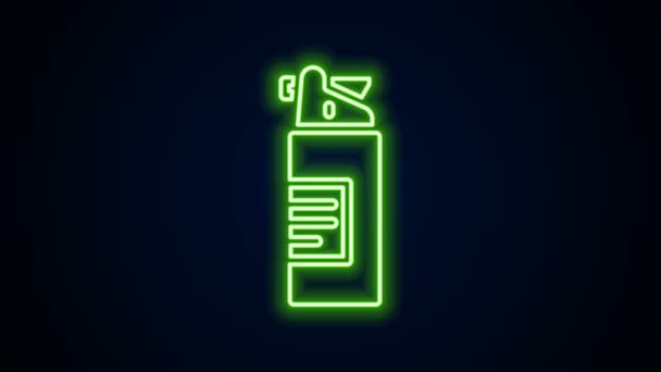 Glowing neon line Weapons oil bottle icon isolated on black background. Weapon care. 4K Video motion graphic animation — Stock Video