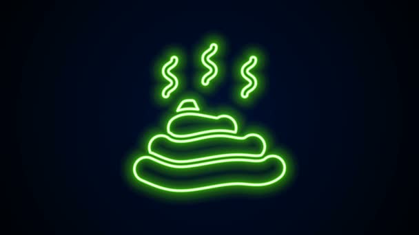 Glowing neon line Shit icon isolated on black background. 4K Video motion graphic animation — 비디오