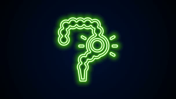 Glowing neon line Gut constipation icon isolated on black background. Bowel problems. 4K Video motion graphic animation — Stock Video