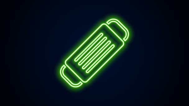 Glödande neon line Medicinsk skyddsmask ikon isolerad på svart bakgrund. 4K Video motion grafisk animation — Stockvideo