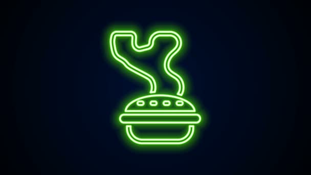 Glowing neon line Homemade pie icon isolated on black background. 4K Video motion graphic animation — Stock Video