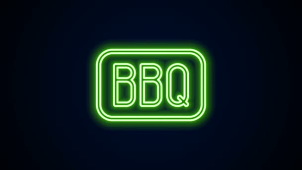 Zářící neonová čára Ikona grilu izolovaná na černém pozadí. Symbol tepla. BBQ grill party. Grafická animace pohybu videa 4K — Stock video