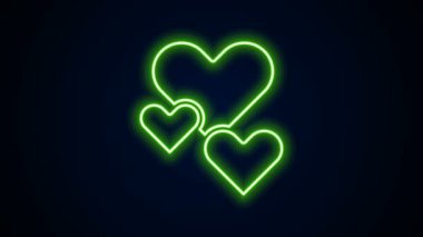 Parlayan neon çizgisi kalp simgesi siyah arkaplanda izole edildi. Romantik sembol, bağlanma, tutku ve düğün. Sevgililer Günü sembolü. 4K Video hareketli grafik canlandırması