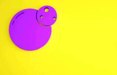 Mor Gezegen simgesi sarı arkaplanda izole edildi. Minimalizm kavramı. 3d illüstrasyon 3B canlandırma