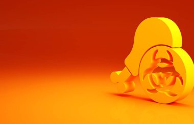 Sarı Gmo araştırma tavuk ikonu turuncu arka planda izole edildi. Şırınga tavuğa enjekte ediliyor. Minimalizm kavramı. 3d illüstrasyon 3B canlandırma