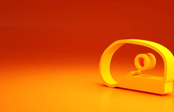 Icono de boina militar amarilla aislado sobre fondo naranja. Soldados gorra. Sombrero del ejército. Baret de guerra. Concepto minimalista. 3D ilustración 3D render —  Fotos de Stock