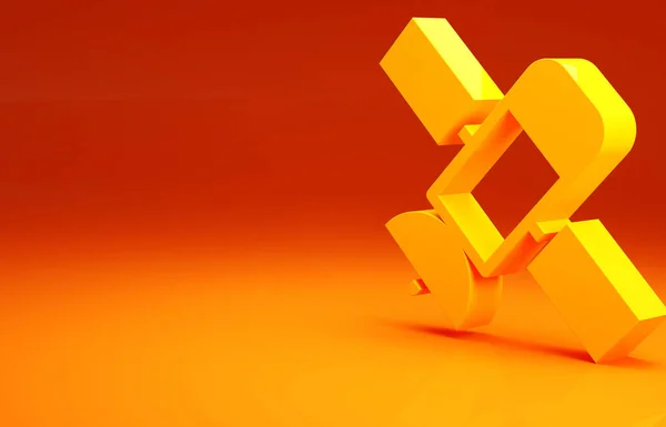 Icono satélite amarillo aislado sobre fondo naranja. Concepto minimalista. 3D ilustración 3D render —  Fotos de Stock