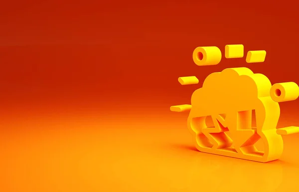 Explosión de bomba amarilla con metralla e ícono de bola de fuego aislados sobre fondo naranja. Concepto minimalista. 3D ilustración 3D render —  Fotos de Stock