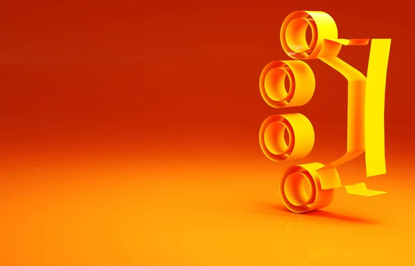 Icono de los nudillos de latón amarillo aislado sobre fondo naranja. Concepto minimalista. 3D ilustración 3D render —  Fotos de Stock