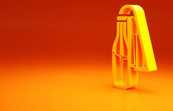 Yellow Cocktail molotov icon isolated on orange background. Minimalism concept. 3d illustration 3D render — Stock Photo, Image