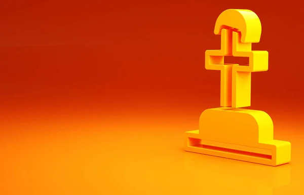 Желтый солдат могила значок изолирован на оранжевом фоне. Гробница неизвестного солдата. Концепция минимализма. 3D-рендеринг — стоковое фото