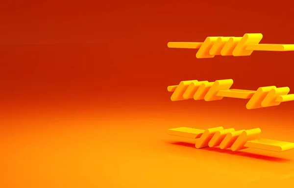 Gelber Stacheldraht isoliert auf orangefarbenem Hintergrund. Minimalismus-Konzept. 3D Illustration 3D Renderer — Stockfoto