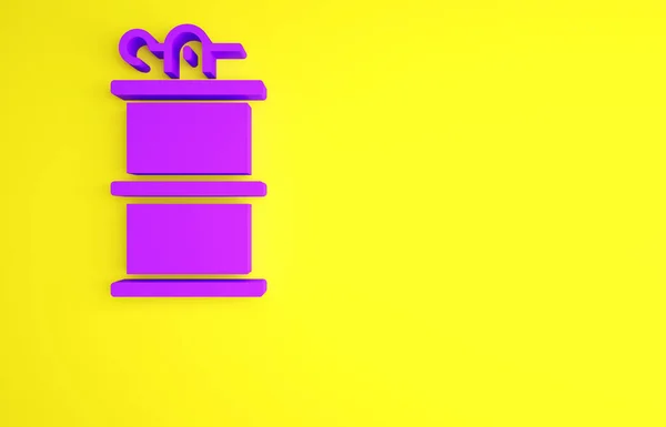 Purple Icono de granada de humo de mano aislado sobre fondo amarillo. Explosión de bombas. Concepto minimalista. 3D ilustración 3D render —  Fotos de Stock