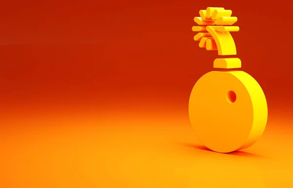 Gelbe Bombe bereit zur Explosion Symbol isoliert auf orangefarbenem Hintergrund. Minimalismus-Konzept. 3D Illustration 3D Renderer — Stockfoto