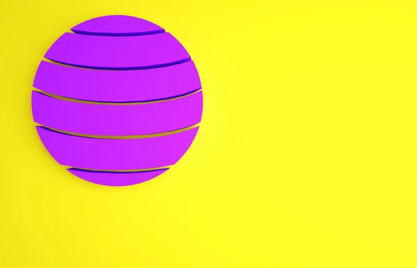 Ícone roxo do planeta Vênus isolado no fundo amarelo. Conceito de minimalismo. 3D ilustração 3D render — Fotografia de Stock