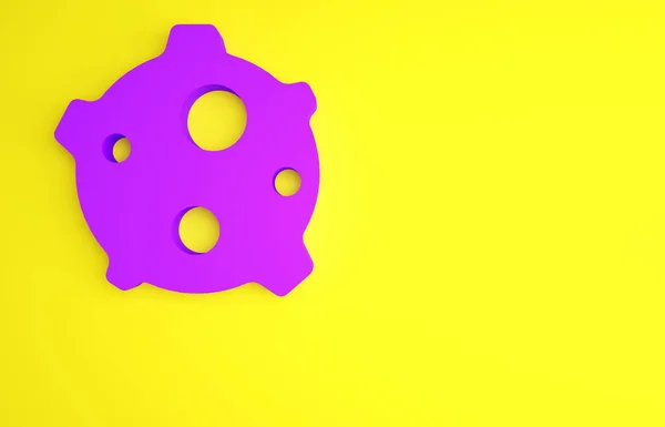 Icono de asteroide púrpura aislado sobre fondo amarillo. Concepto minimalista. 3D ilustración 3D render — Foto de Stock