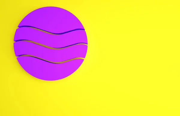 Ikona Purple Planet izolovaná na žlutém pozadí. Minimalismus. 3D ilustrace 3D vykreslení — Stock fotografie