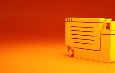 Sarı UI ya da UX tasarım simgesi turuncu arka planda izole edildi. Minimalizm kavramı. 3d illüstrasyon 3B canlandırma