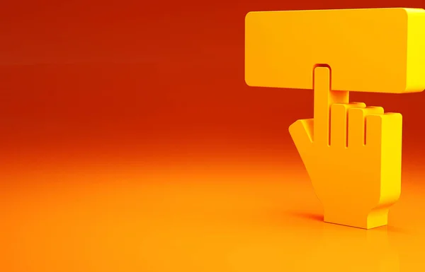 Gul dator tangentbord ikon isolerad på orange bakgrund. PC-komponentskylt. Minimalistiskt koncept. 3D-återgivning för 3D — Stockfoto