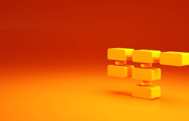 Sarı bölge haritası simgesi turuncu arkaplanda izole edildi. Minimalizm kavramı. 3d illüstrasyon 3B canlandırma