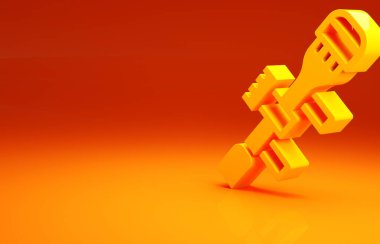 Sarı keskin nişancı optik görüş ikonu turuncu arka planda izole edildi. Keskin nişancı dürbünü. Minimalizm kavramı. 3d illüstrasyon 3B canlandırma