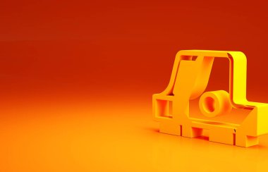 Sarı Collimator görüş simgesi turuncu arka planda izole edildi. Keskin nişancı dürbünü. Minimalizm kavramı. 3d illüstrasyon 3B canlandırma