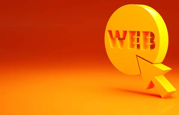 Amarelo Web e ícone de design gráfico isolado no fundo laranja. Criativa e desenvolvimento. Conceito de minimalismo. 3D ilustração 3D render — Fotografia de Stock