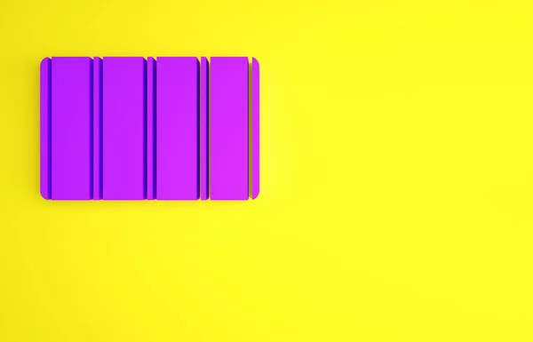 Icono de la paleta de colores púrpura aislado sobre fondo amarillo. Cuadrícula modular. Concepto minimalista. 3D ilustración 3D render — Foto de Stock