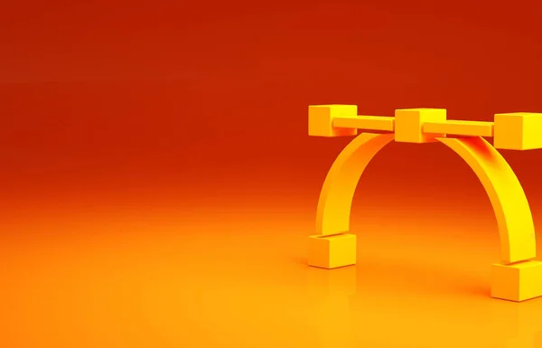 Żółta ikona krzywej Beziera odizolowana na pomarańczowym tle. Ikona narzędzia długopisu. Koncepcja minimalizmu. Ilustracja 3D 3D renderowania — Zdjęcie stockowe