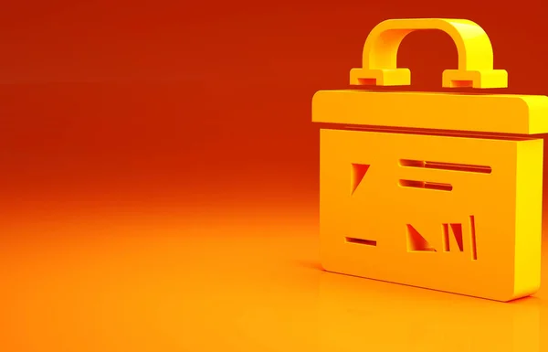 Caja de munición militar amarilla con algunas balas de munición icono aislado sobre fondo naranja. Concepto minimalista. 3D ilustración 3D render —  Fotos de Stock