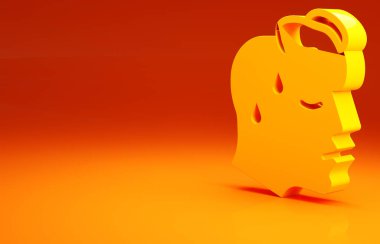 Sarı Yüksek insan vücut ısısı ya da turuncu arka planda izole edilmiş ateş ikonu. Hastalık, soğuk algınlığı, grip belirtileri. Minimalizm kavramı. 3d illüstrasyon 3B canlandırma