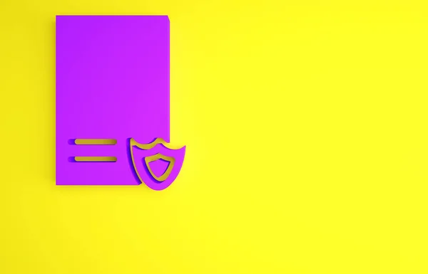 Фиолетовый значок лицензии на огнестрельное оружие изолирован на желтом фоне. Разрешение на оружие. Концепция минимализма. 3D-рендеринг — стоковое фото