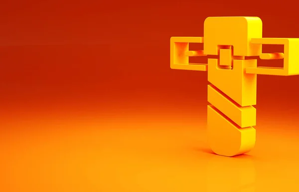 Значок жовтого ножа ізольовано на помаранчевому фоні. Концепція мінімалізму. 3D ілюстрація 3D рендеринга — стокове фото