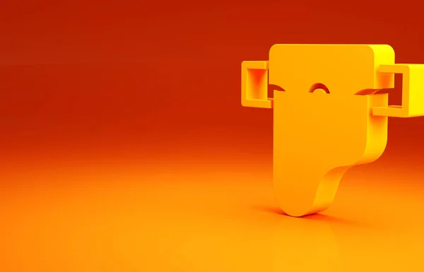 Pistola amarela no coldre, ícone de armas de fogo isolado no fundo laranja. Conceito de minimalismo. 3D ilustração 3D render — Fotografia de Stock