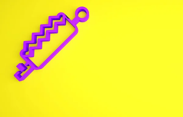 黄色の背景に隔離された紫色のトラップ狩猟アイコン。最小限の概念。3Dイラスト3Dレンダリング — ストック写真