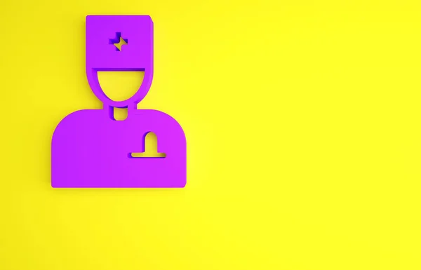 Ícone médico macho roxo isolado no fundo amarelo. Conceito de minimalismo. 3D ilustração 3D render — Fotografia de Stock