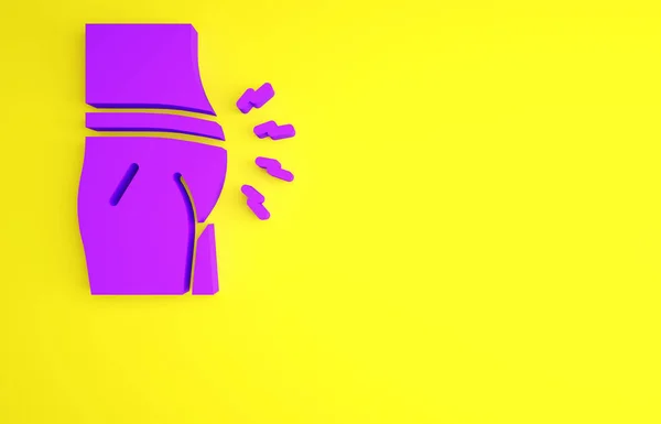 Фіолетова Піктограма Живота Ізольована Жовтому Тлі Запор Або Діарея Концепція — стокове фото