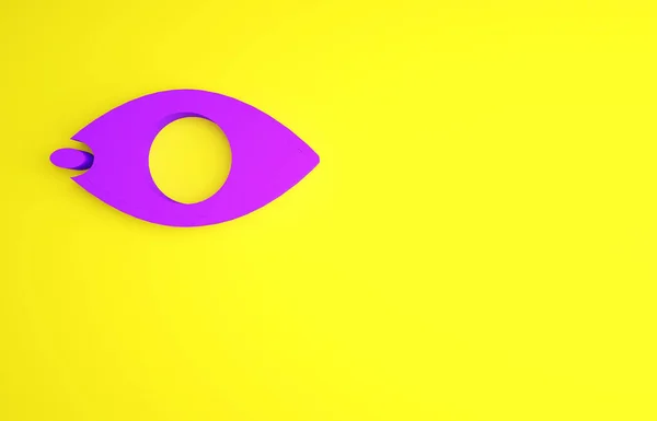 紫色失明图标孤立在黄色背景上 最低纲领的概念 3D渲染3D插图 — 图库照片