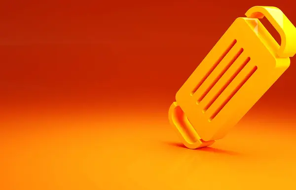 Желтая Медицинская Защитная Маска Значок Изолирован Оранжевом Фоне Концепция Минимализма — стоковое фото