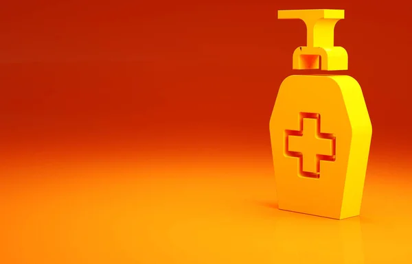Frasco Amarelo Sabão Antibacteriano Líquido Com Ícone Dispensador Isolado Fundo — Fotografia de Stock