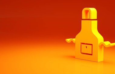 Sarı Mutfak önlüğü ikonu turuncu arka planda izole edildi. Yemek pişirmek için şef üniforması. Minimalizm kavramı. 3d illüstrasyon 3B canlandırma.