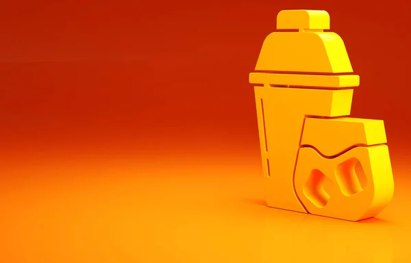 Žlutý Koktejlový Koktejl Skleněnou Ikonou Izolovanou Oranžovém Pozadí Minimalismus Ilustrace — Stock fotografie