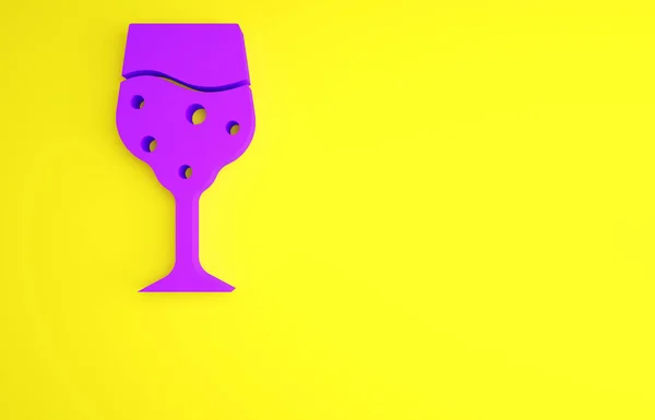 Purple Glass Champagne Icoon Geïsoleerd Gele Achtergrond Minimalisme Concept Illustratie — Stockfoto